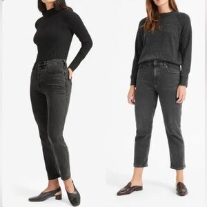 Everlane The Authentic High Rise Slim Straight Cigarette Jeans Washed Black